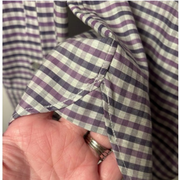 John Vervatos Gingham Button Down Men's Shirt M 15.5 34/35 NWOT - Picture 4 of 5